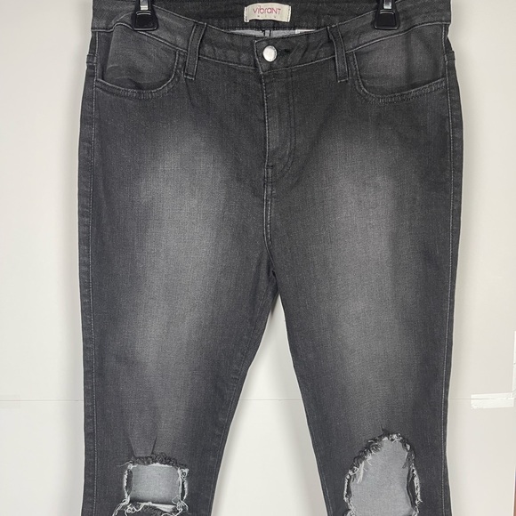 Vibrant Raw Hem distressed Black Washed Jeans Size 15 - Picture 4 of 10